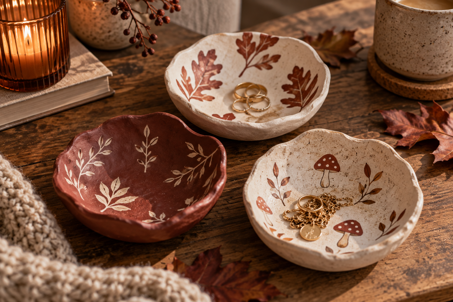 Herbstdeko selber machen: DIY-Schalen aus lufttrocknender Modelliermasse