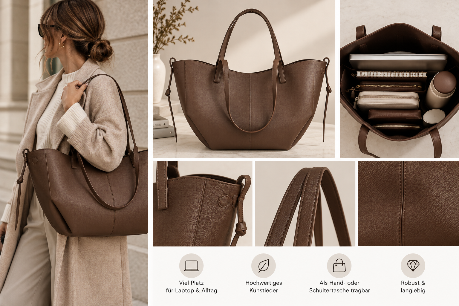 Große Tote Bag Damen: Praktische Everyday Bag fürs Büro